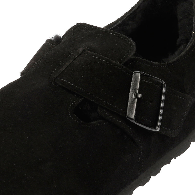 Birkenstock London Shearling Wildlederschuhe In Schwarz