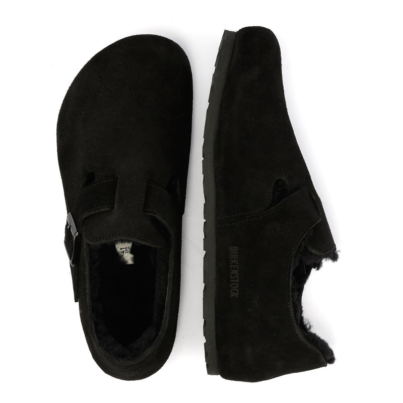Birkenstock London Shearling Wildlederschuhe In Schwarz