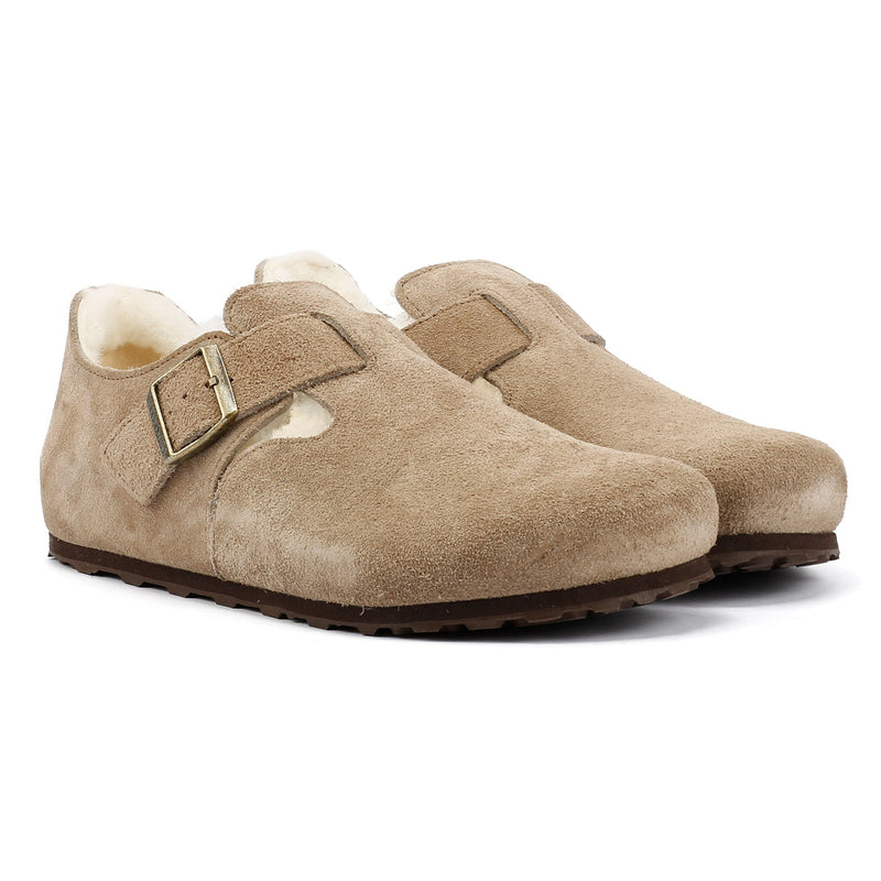 Birkenstock London Shearling Wildlederschuhe In Beige