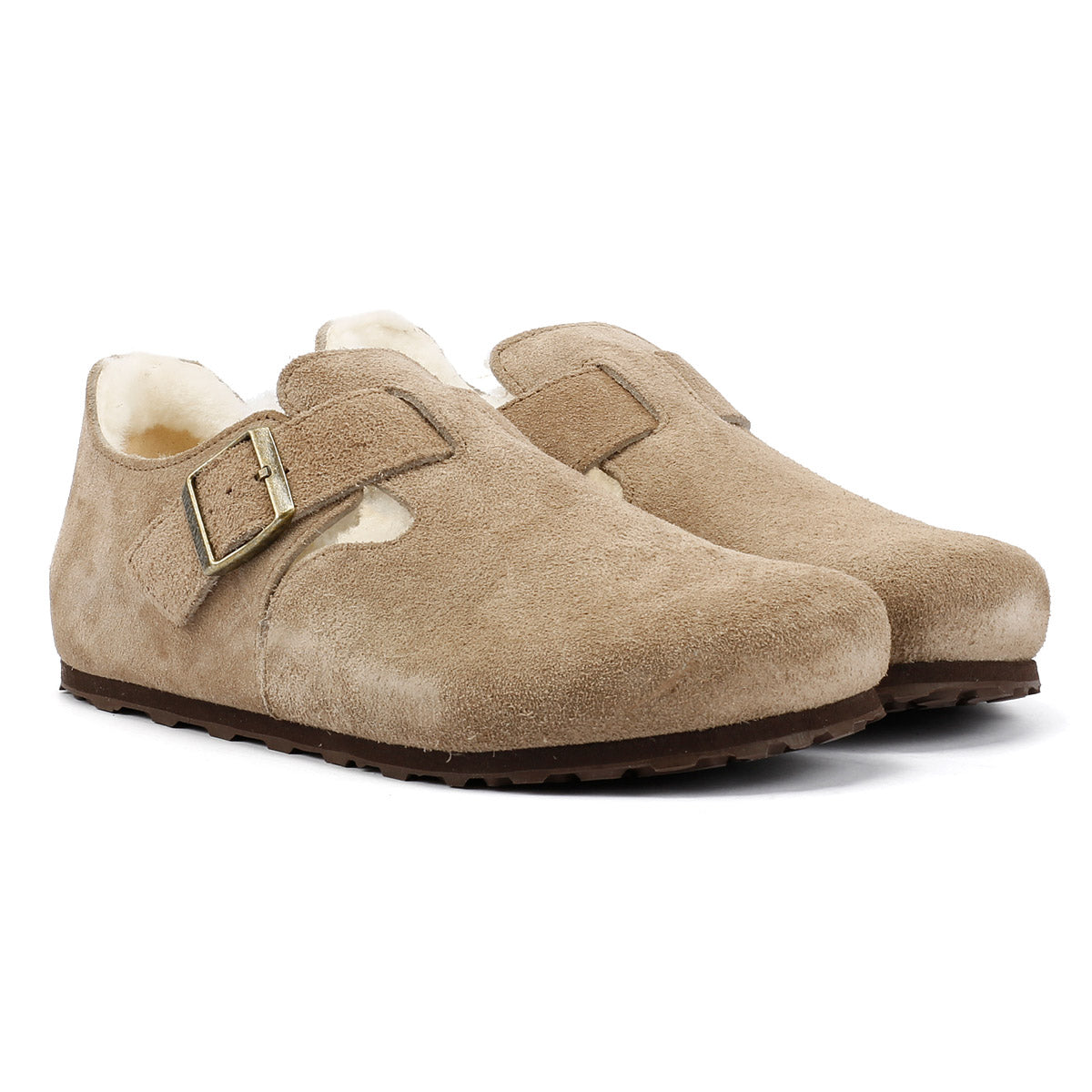 Birkenstock London Shearling Wildlederschuhe In Beige