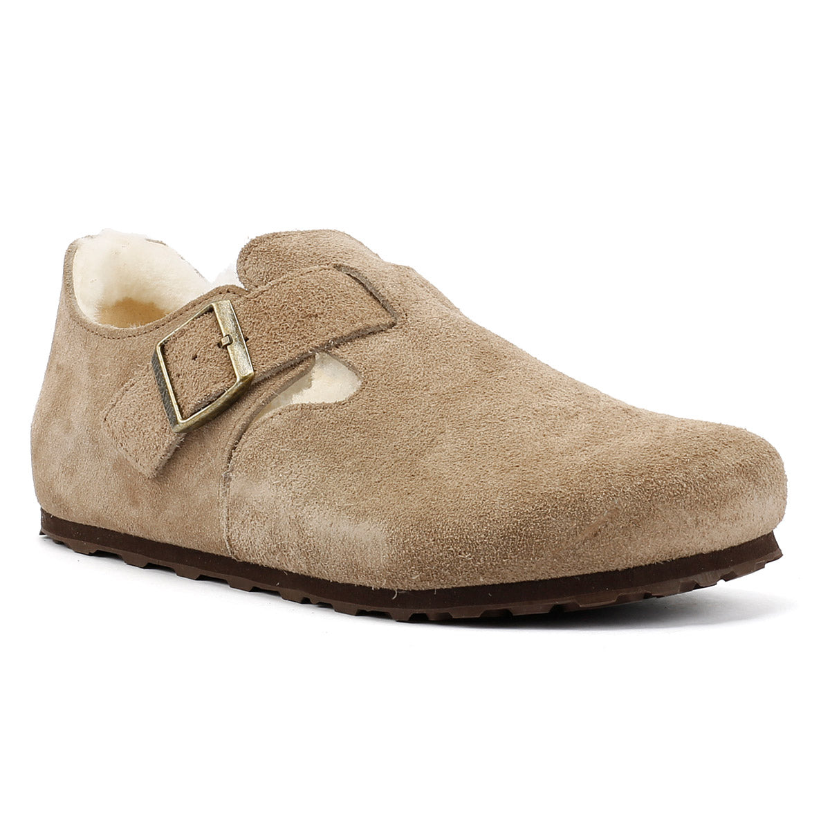 Birkenstock London Shearling Wildlederschuhe In Beige