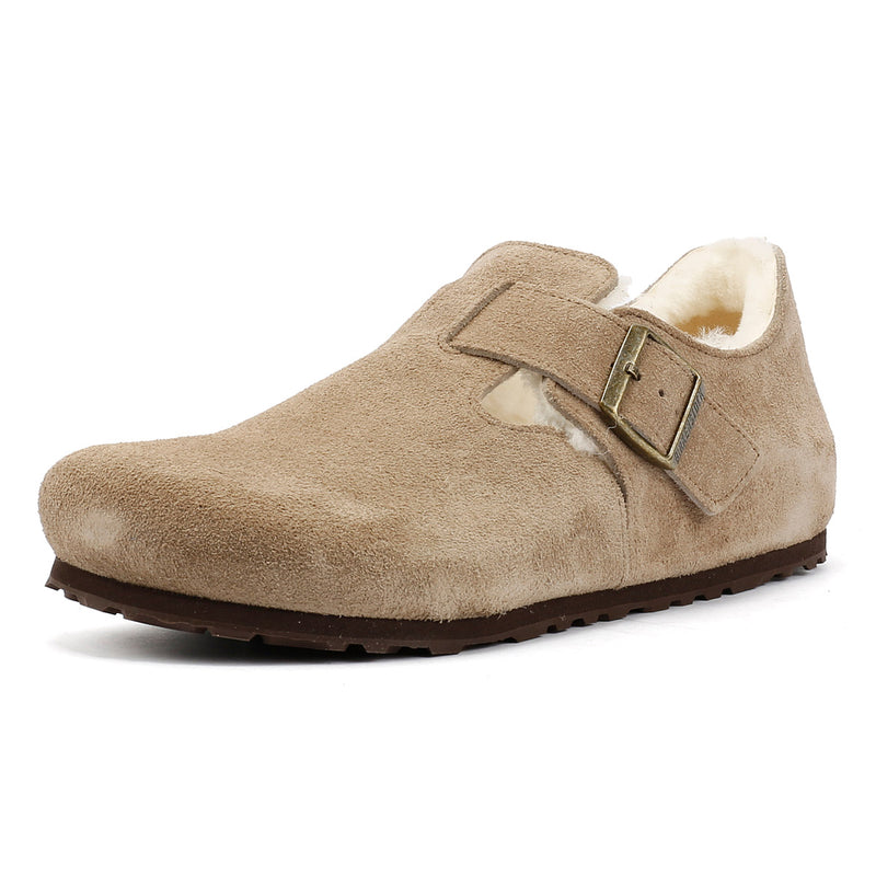 Birkenstock London Shearling Wildlederschuhe In Beige