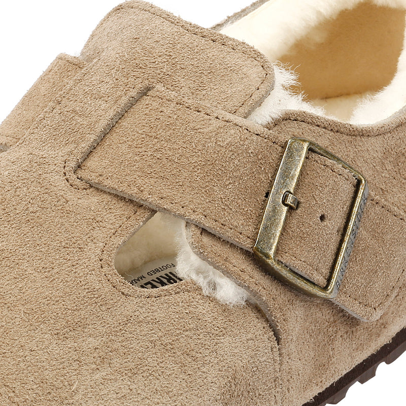 Birkenstock London Shearling Wildlederschuhe In Beige