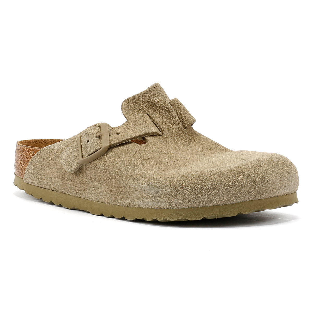 Birkenstock Boston Wildleder Verblasstes Khaki Grau Clogs