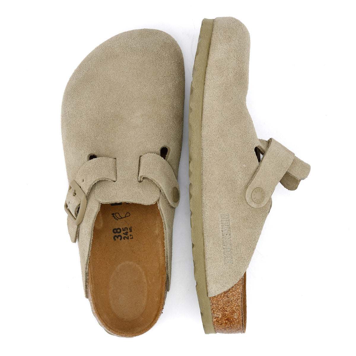 Birkenstock Boston Wildleder Verblasstes Khaki Grau Clogs