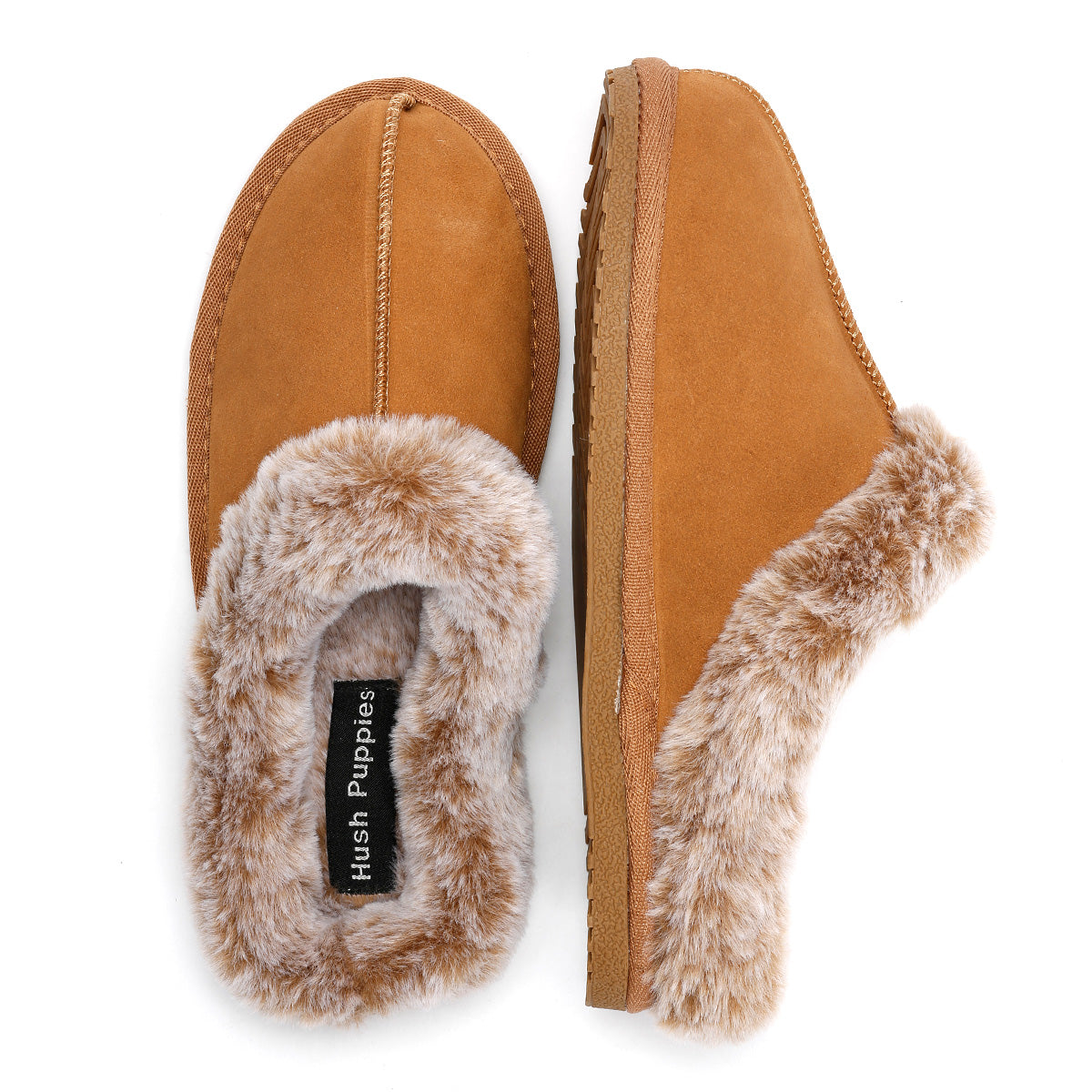 Hush Puppies Amara Wildleder Damen Hausschuhe In Hellbraun