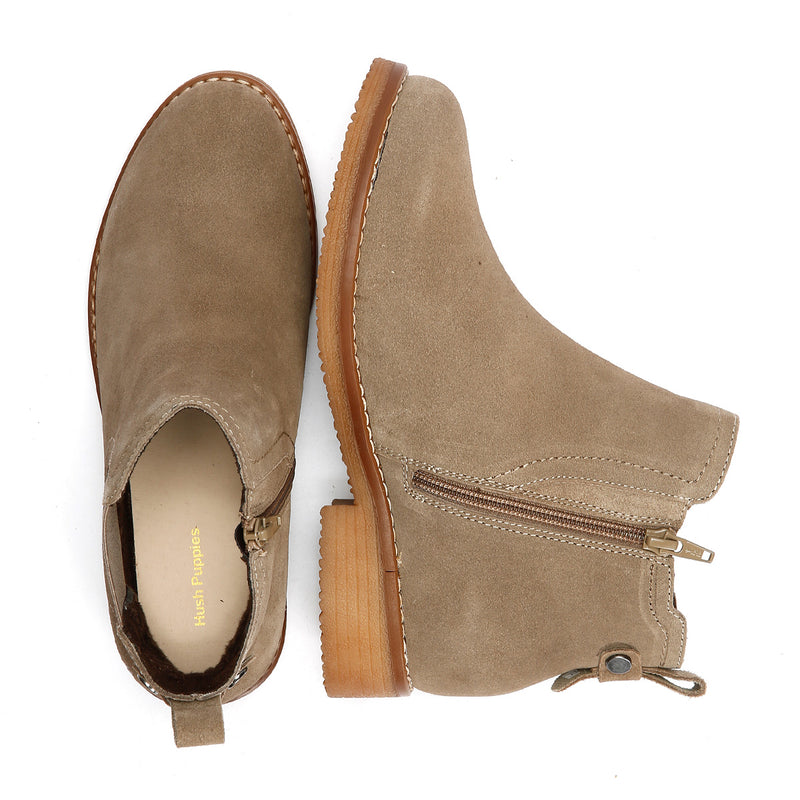 Hush Puppies Maddy Wide Wildleder Damen Graue Stiefel