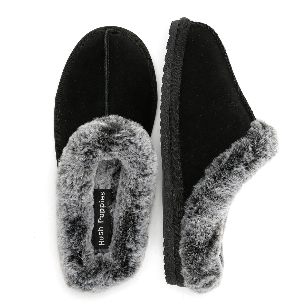 Hush Puppies Amara Wildleder Damen Hausschuhe In Schwarz