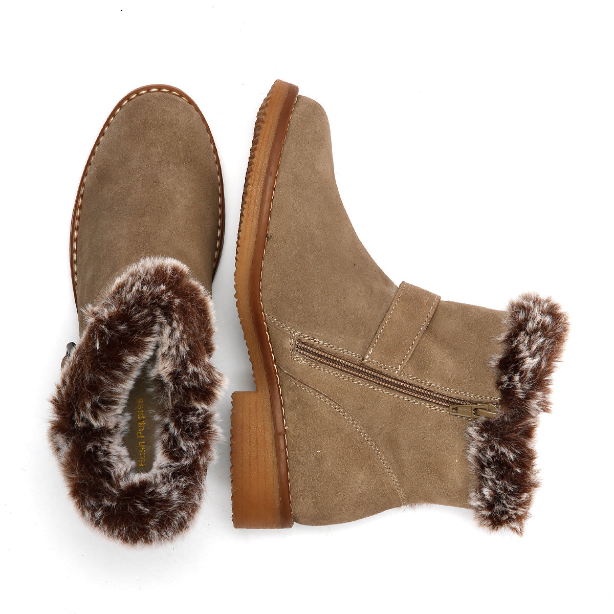 Hush Puppies Hannah Veloursleder Damen Stiefeletten In Taupe