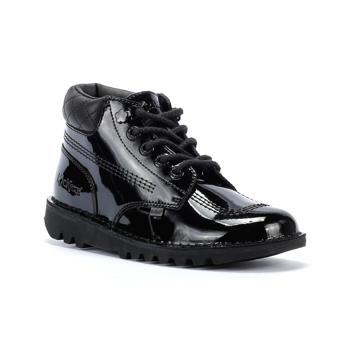Kickers Youth Kick Hi Quilted Mädchen Schwarze Lederstiefel