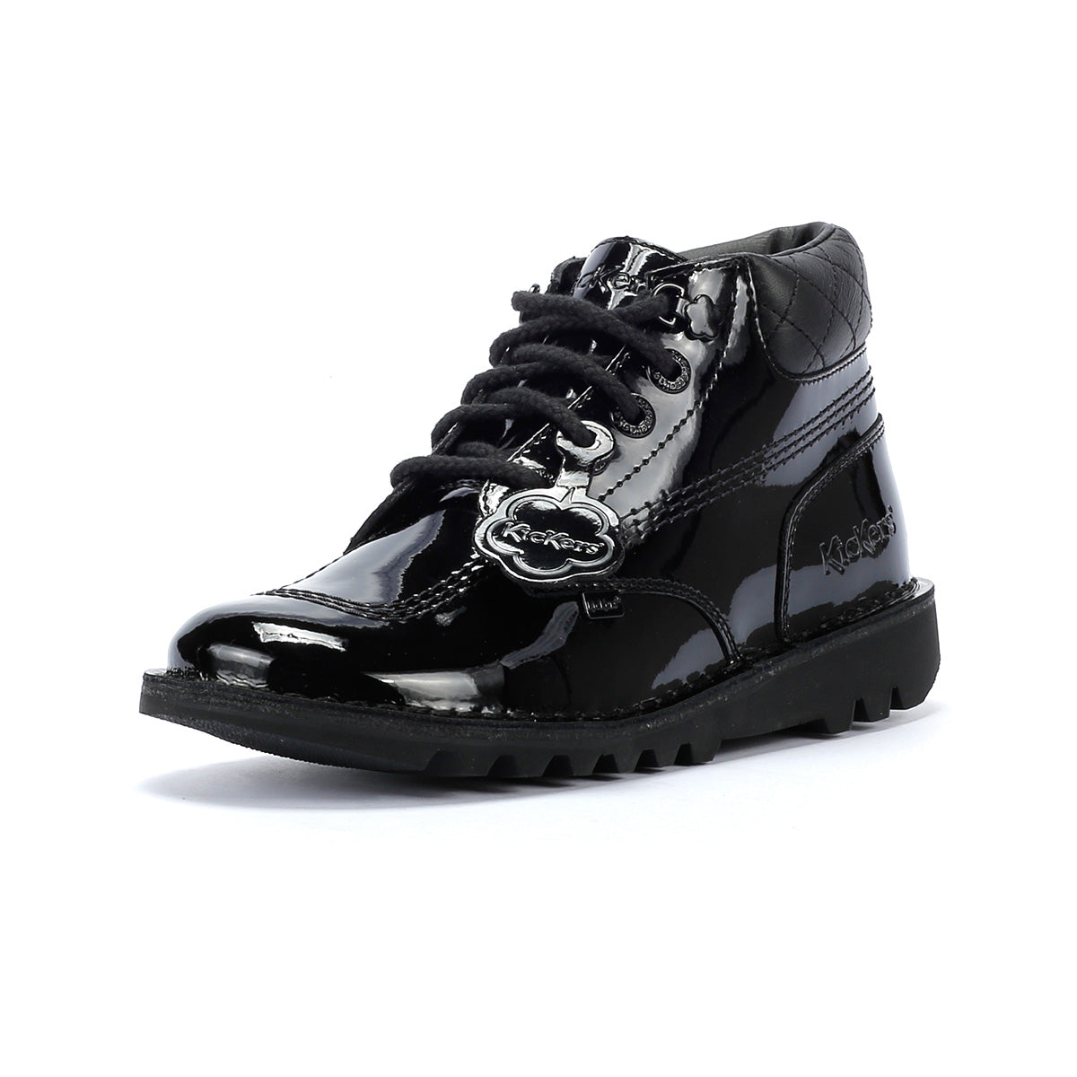 Kickers Youth Kick Hi Quilted Mädchen Schwarze Lederstiefel