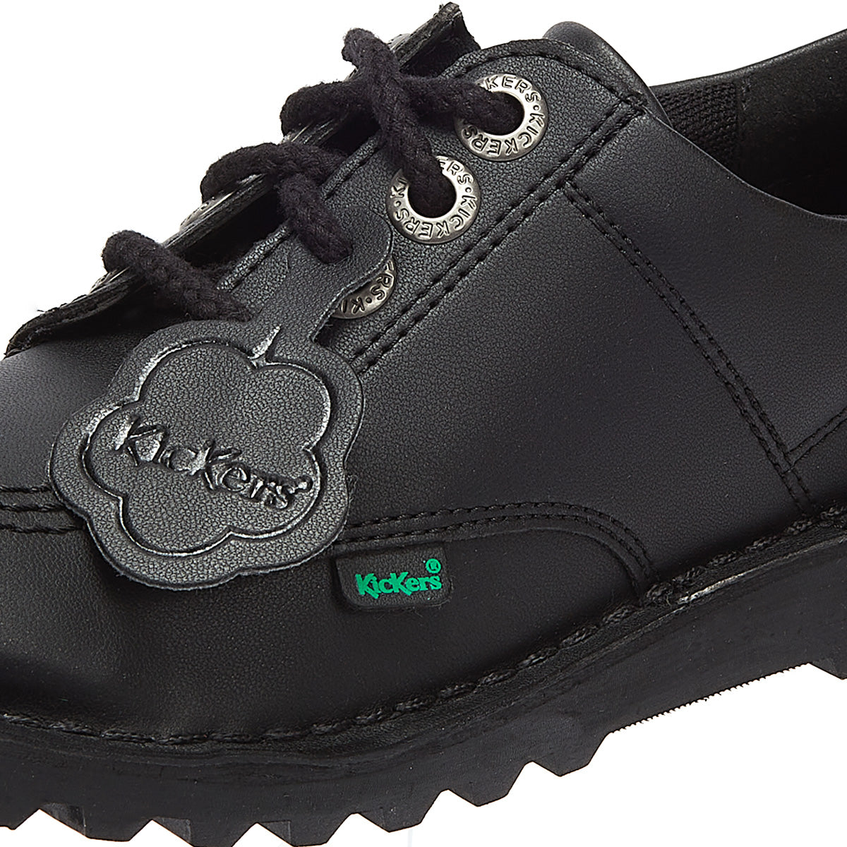 Kickers Kick Lo Jugend Schwarz Leder Schulschuhe