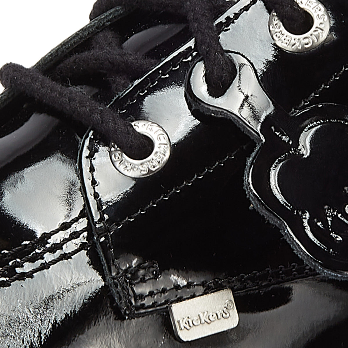 Kickers Kick Lo Schwarz Lack Schuhe