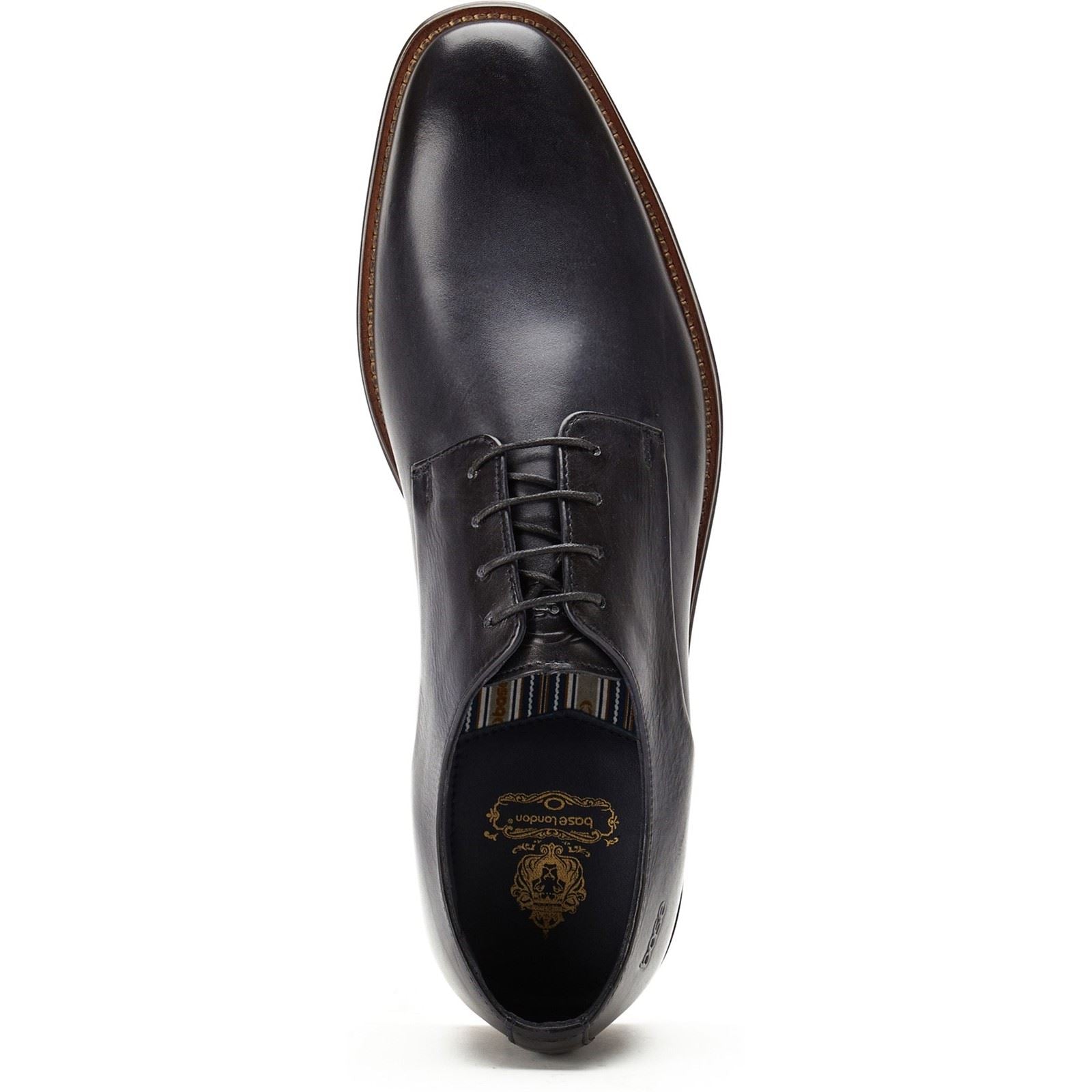 Base London Marley Derby Leder Herren Marineblaue Schnürschuhe