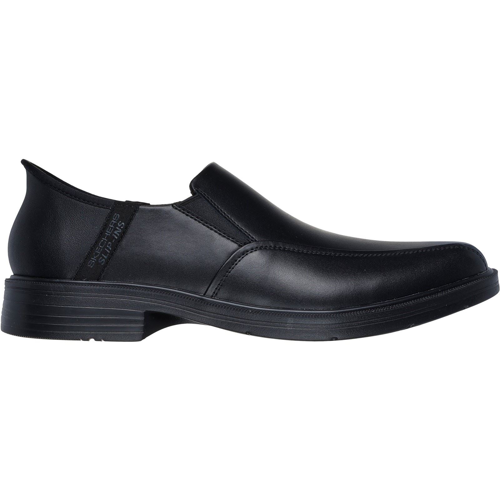 Skechers Caswell Frantone Leder Herren Schwarz Slipper Schuhe