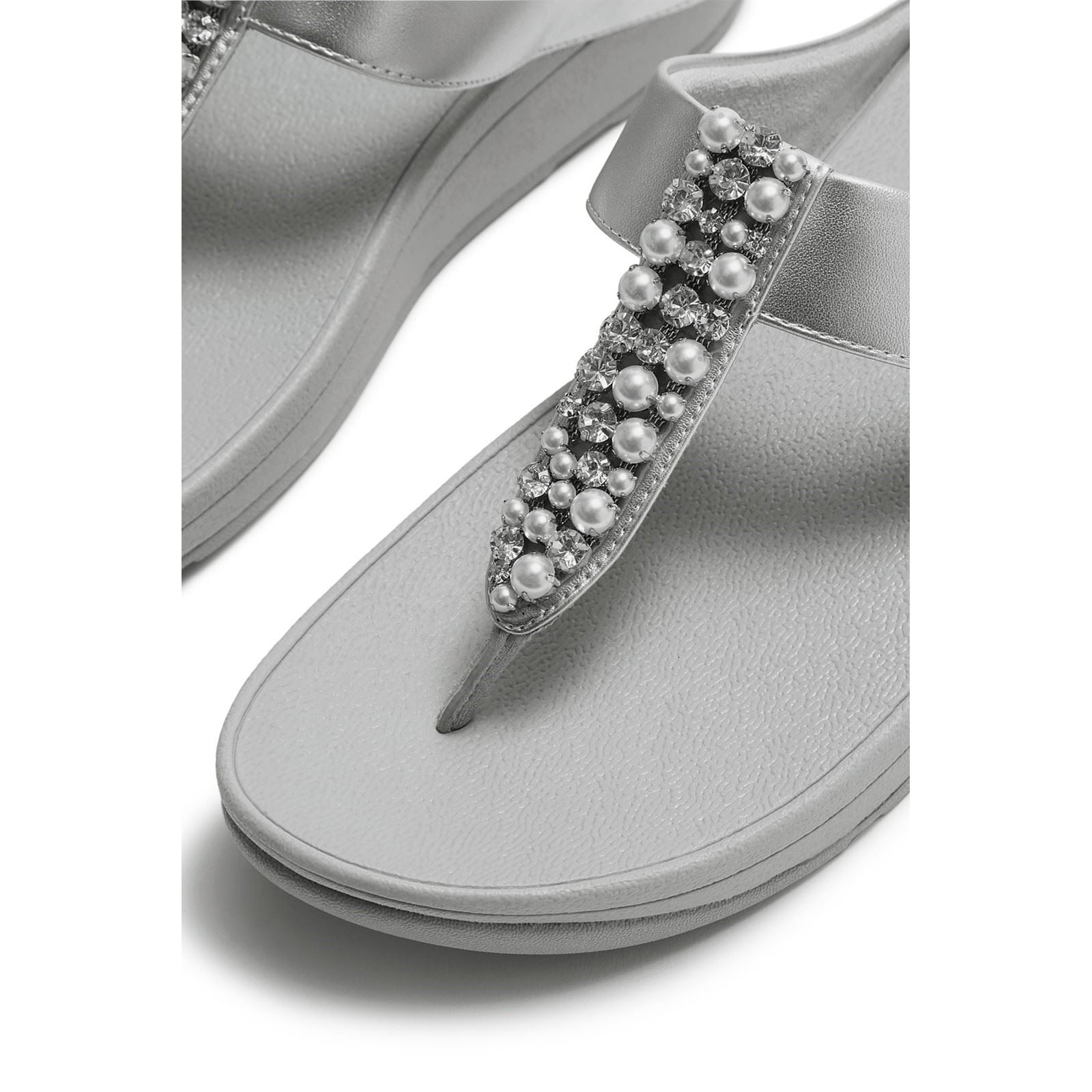 Fitflop Fino Toe-Post Polyurethan Damen Silber Sandalen
