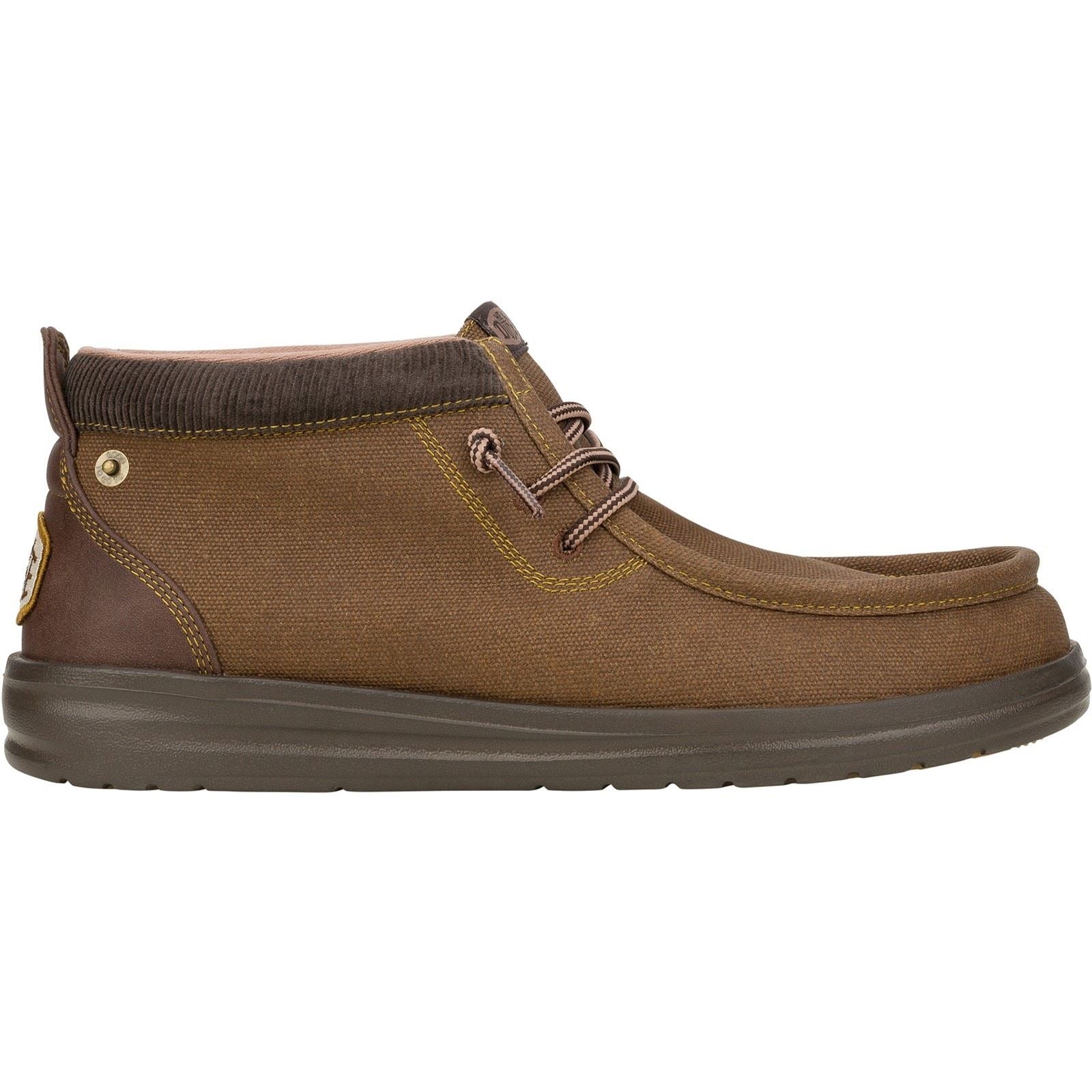 HEYDUDE Wally Mid GripR Stoff Herren Dunkelbraune Stiefel