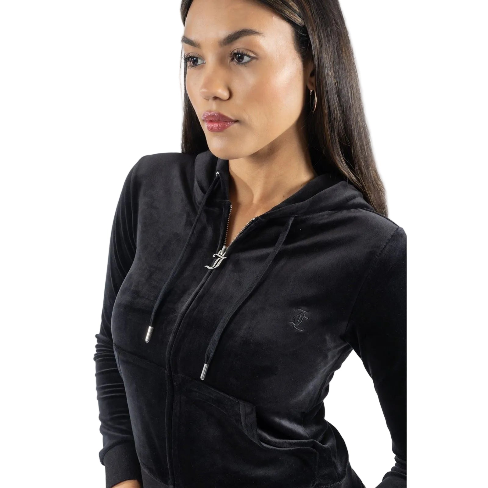 Juicy Couture Robertson Classic Jacket Polyester Damen Schwarz Kapuzen Sweatshirt