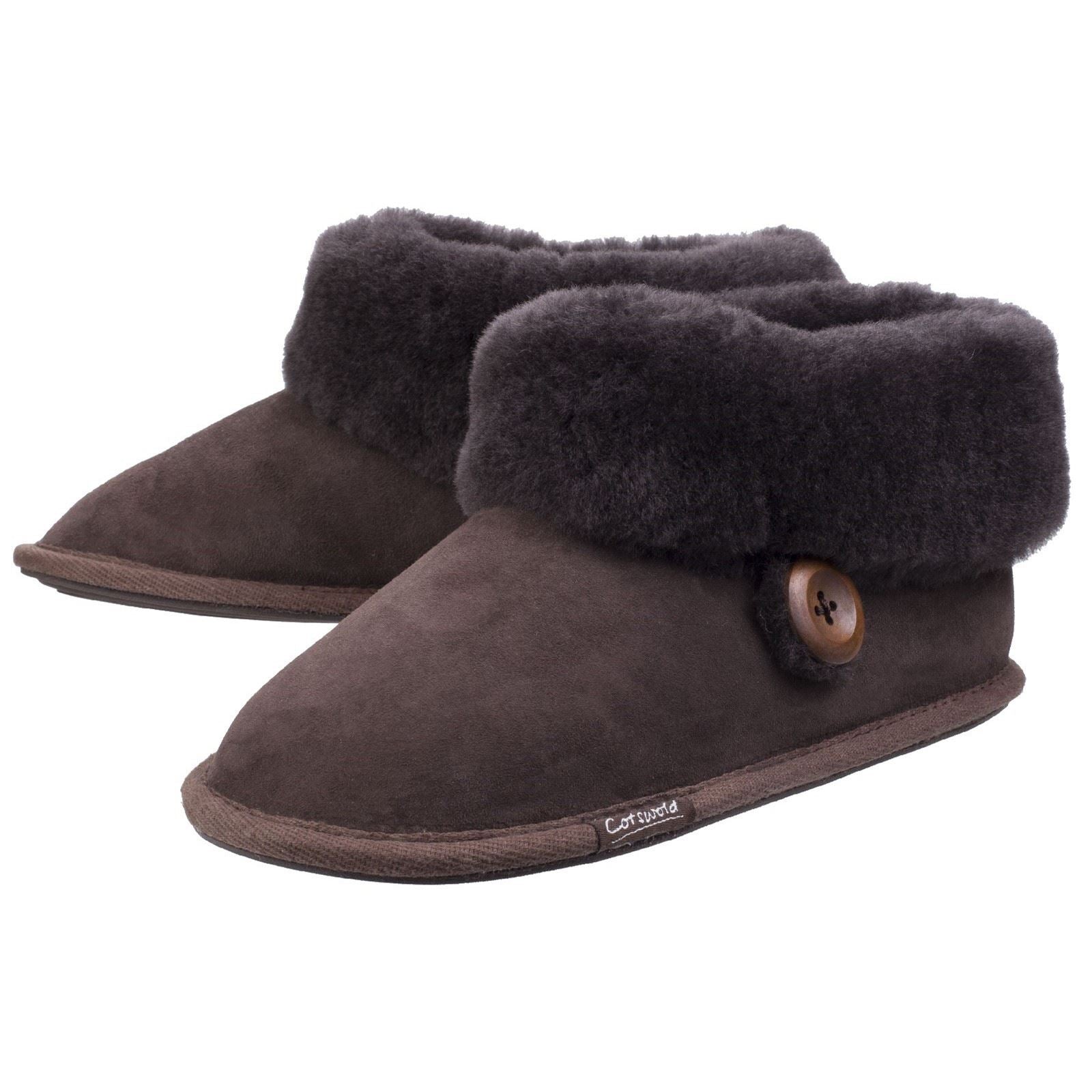 Cotswold Wotton Damen Hausschuhe aus Leder in Schokoladenfarbe