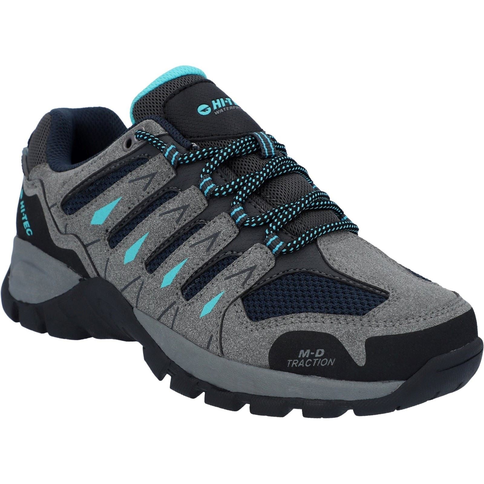 Hi-Tec Corzo Low Pu-Wildleder Wanderschuhe Für Damen In Cool Grey/Navy Blue/Curacao