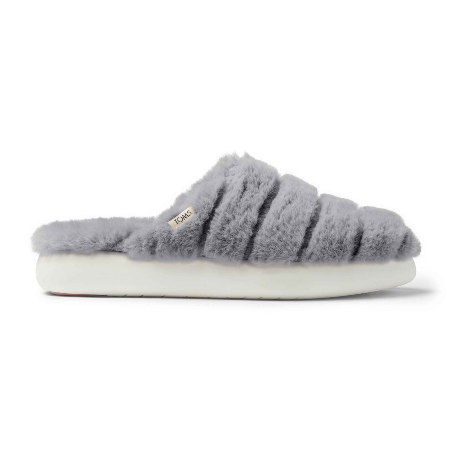 TOMS Alpargata Mallo Polyester Kunstfell Damen Mittelgraue Kunstfell Pantoletten