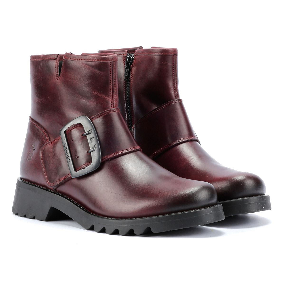 Fly London Rily Leder Damen Rote Stiefel