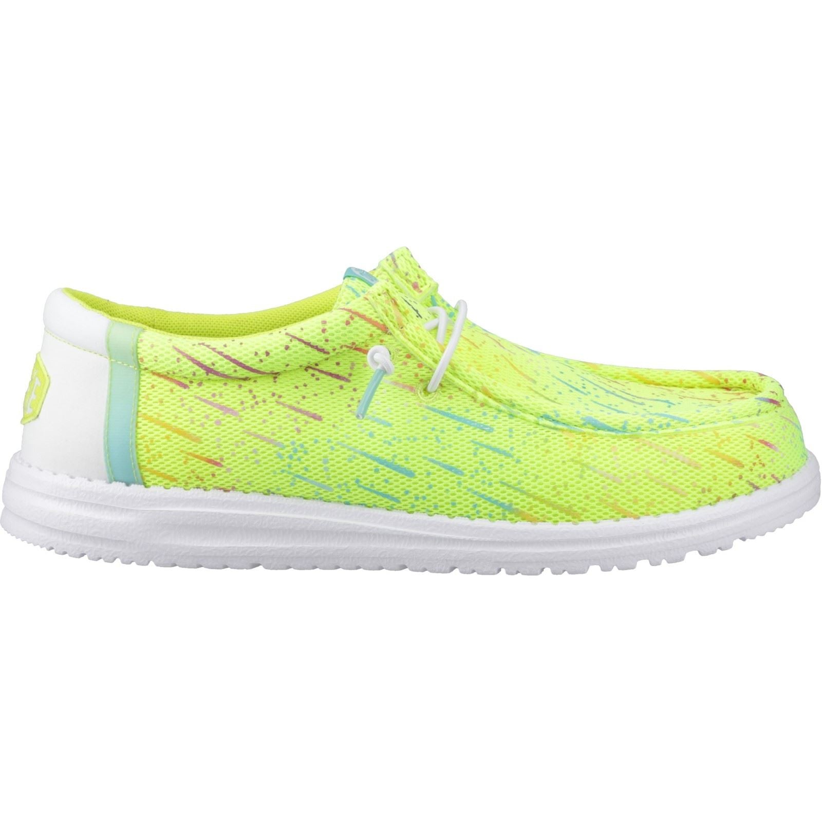 HEYDUDE Wally Party Mesh Herren Mokassins Schuhe Aus Polyester In Limettengelb/Weiß