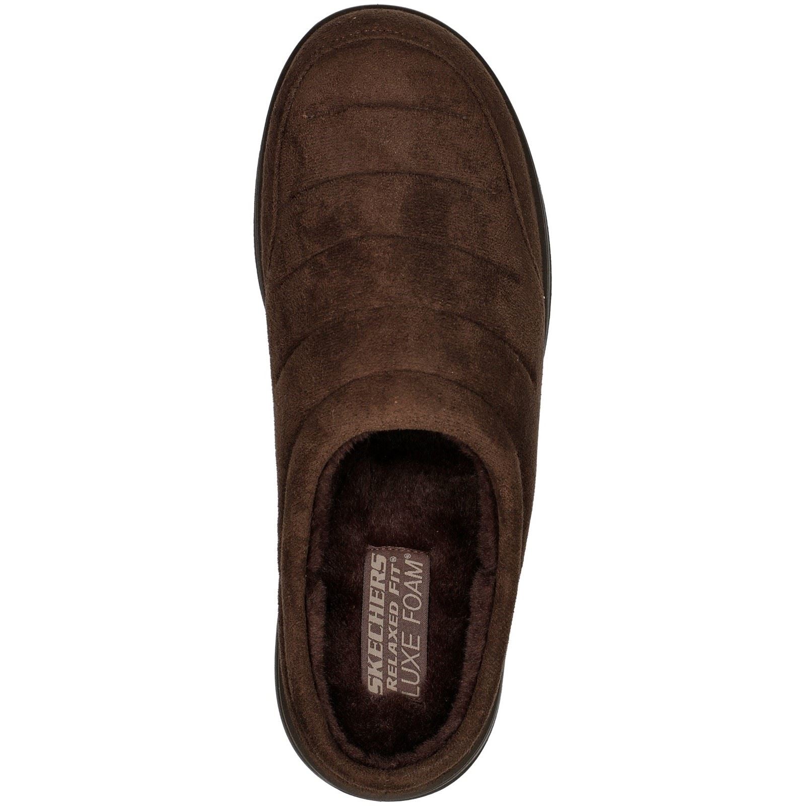 Skechers Relaxed Fit: Murette Garvanza Herren Hausschuhe aus Mikrofaser in Schokoladenfarbe