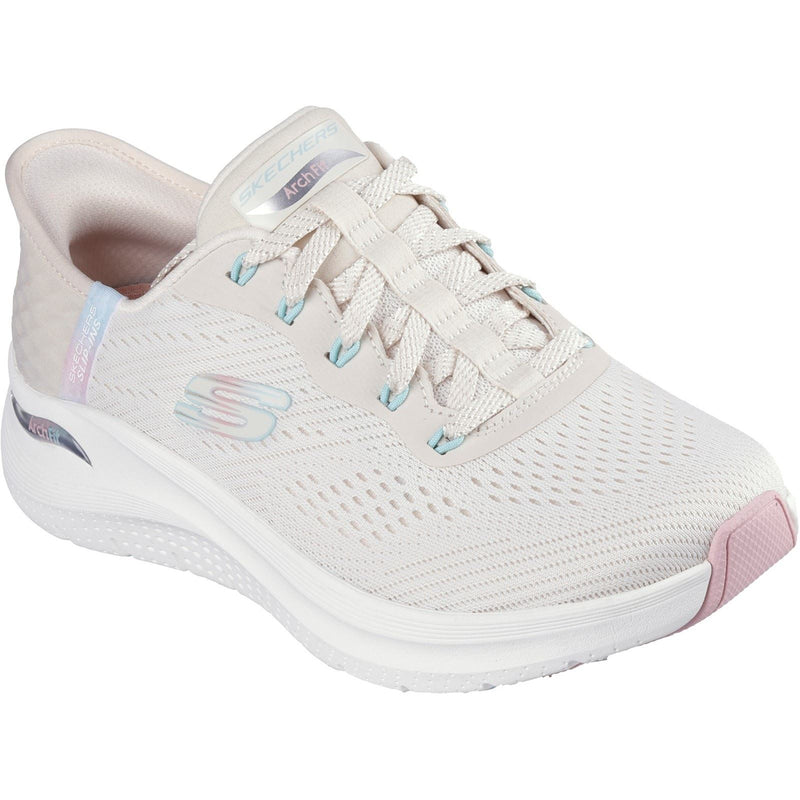 Skechers Arch Fit 2.0 Easy Chic Damen Sneaker Aus Natürlichen/Rosa Textilien