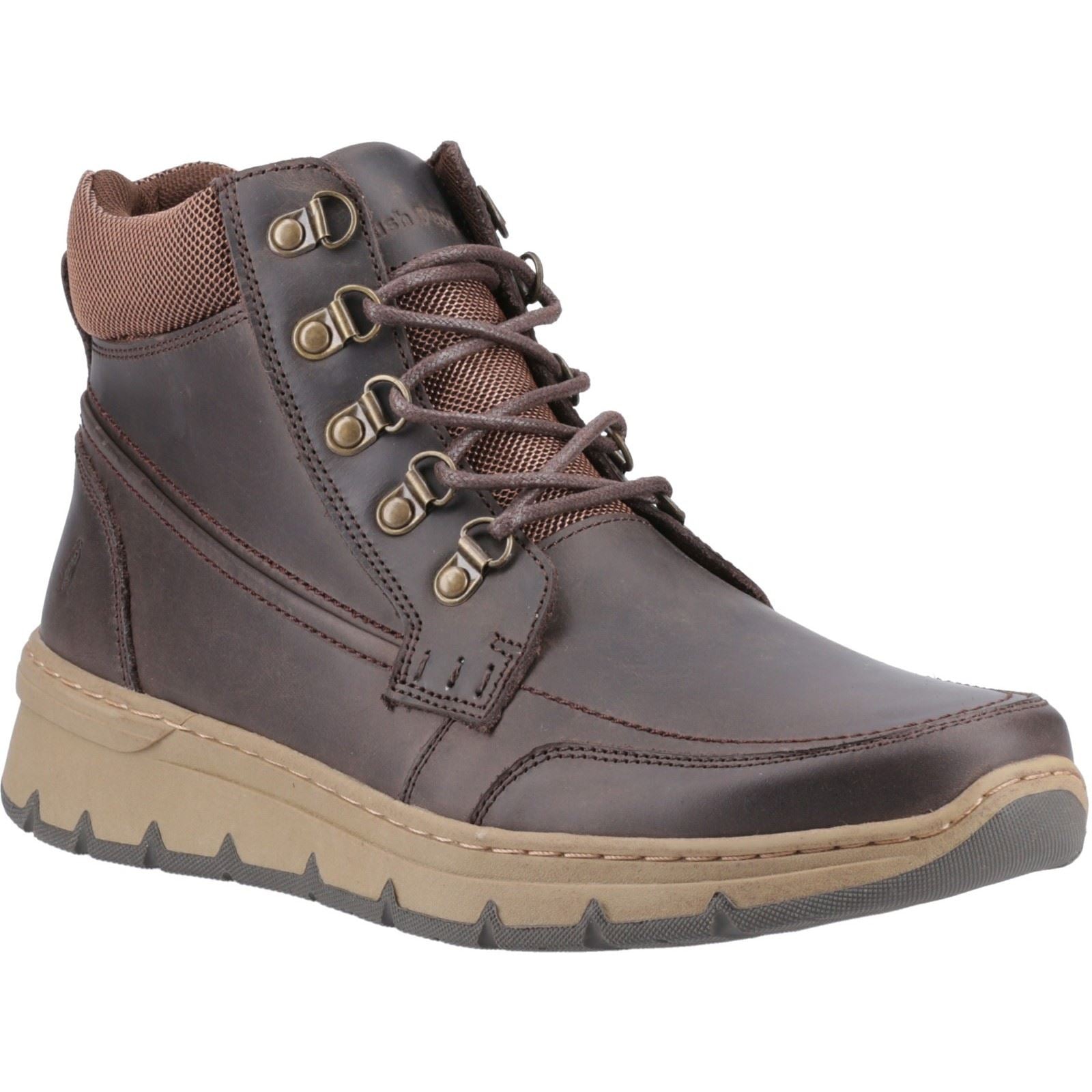 Hush Puppies Nixon Herren Leder Stiefeletten in Braun