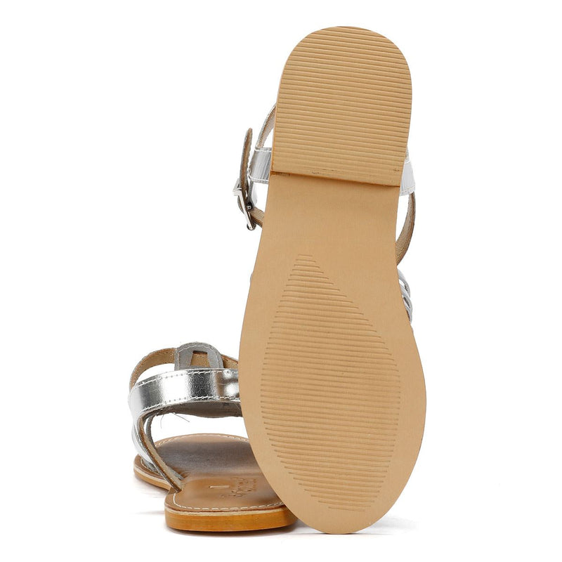 Tower London Hurache Damen Silberne Ledersandalen