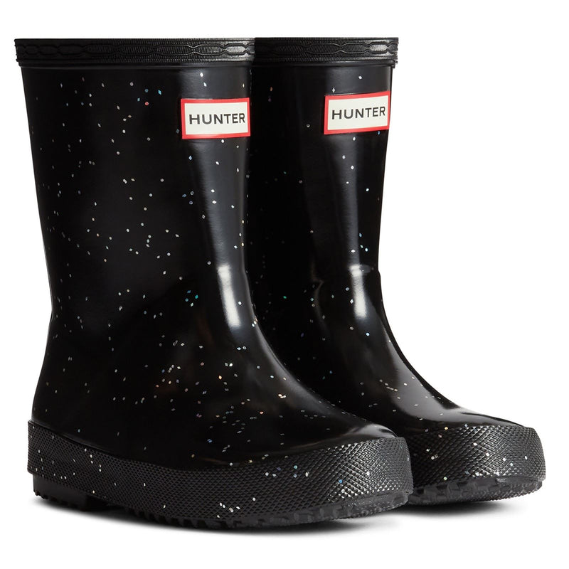 Hunter Kids First Giant Glitter Gummistiefel In Schwarz