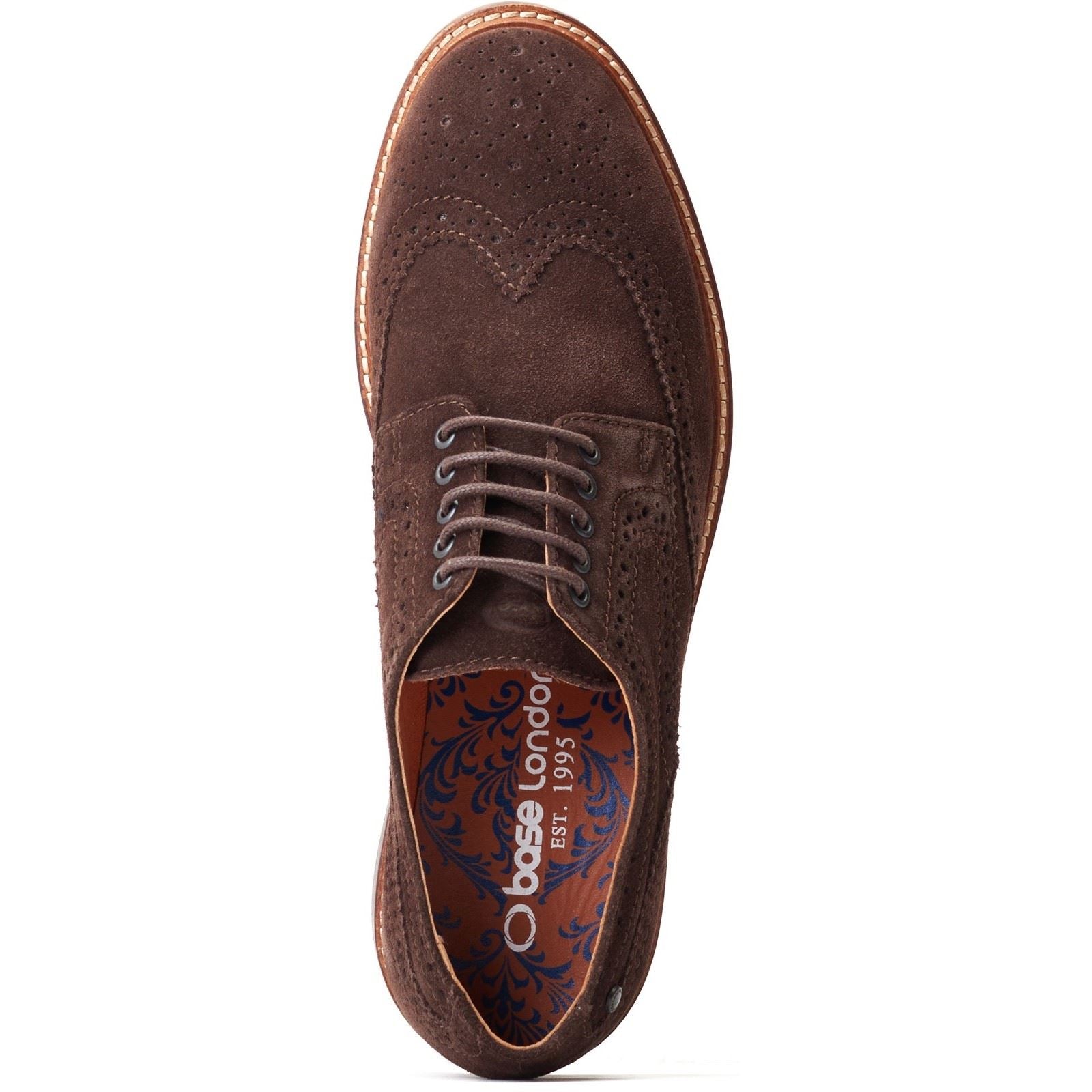 Base London Hatfield Leder Herren Brogues Schuhe In Verbranntem Braun
