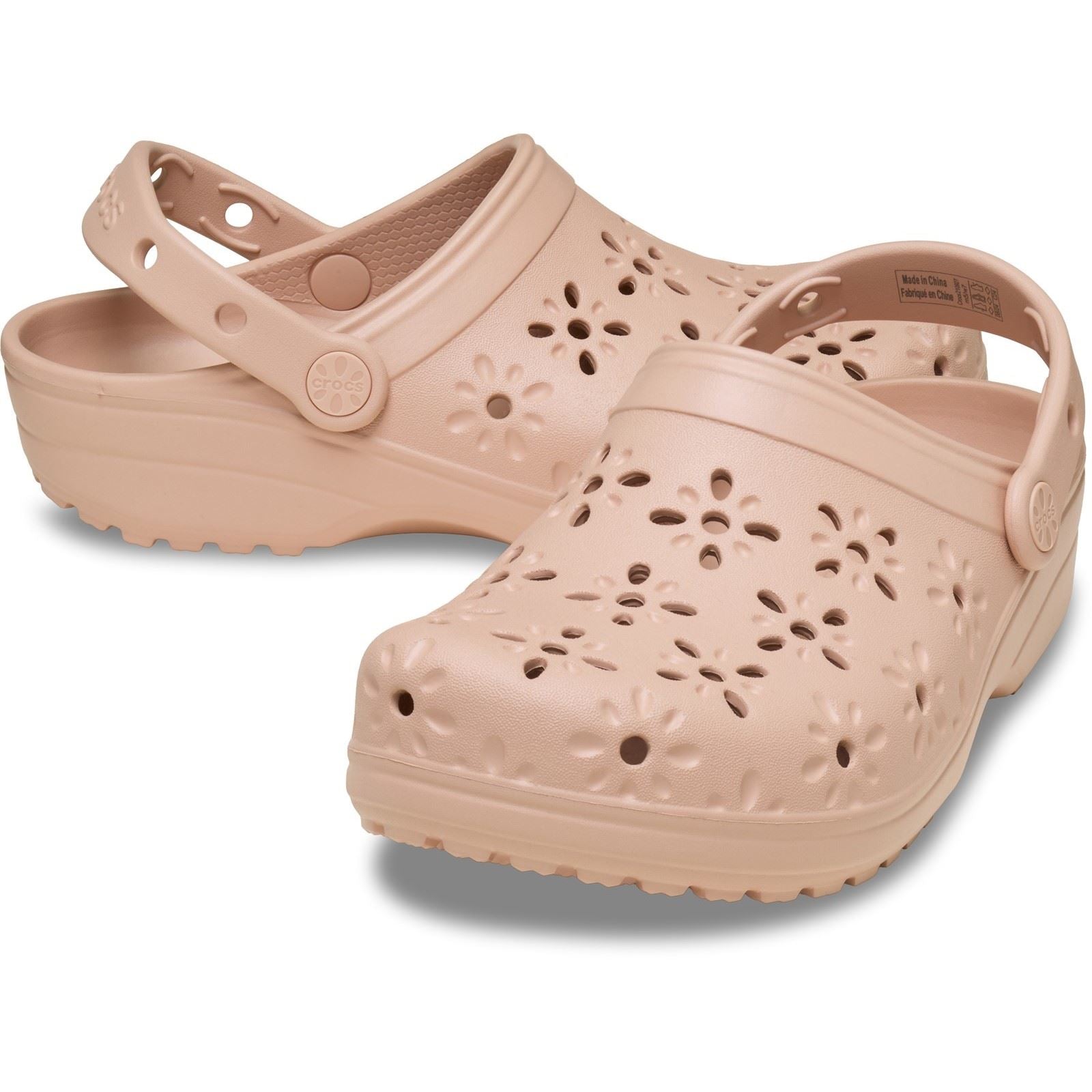Crocs Classic Floral Cut Out Thermoplastische Pinke Karamell Clogs