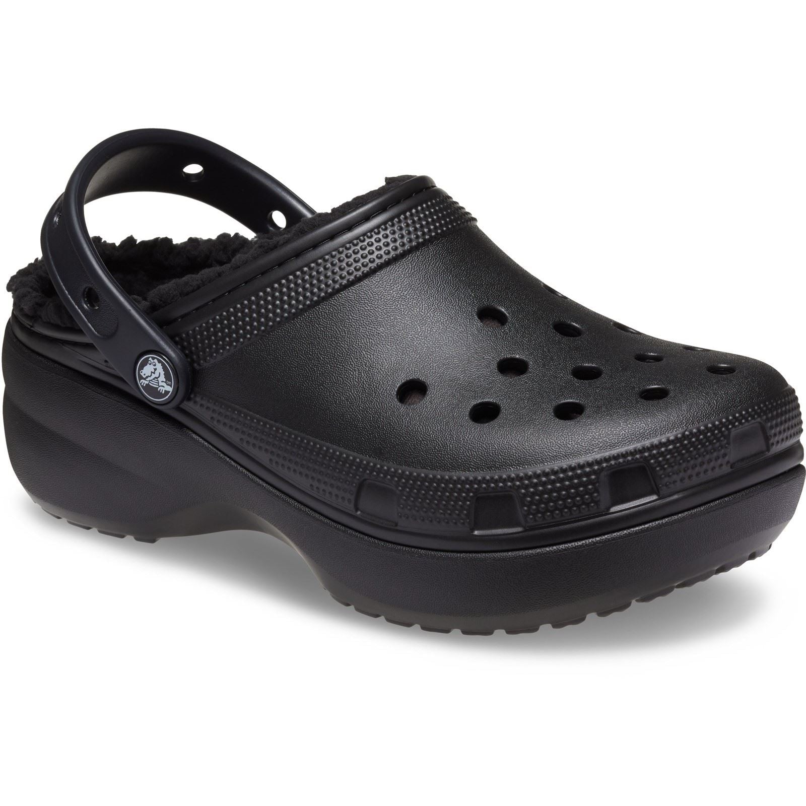Crocs Classic Platform Lined Damen Clogs Aus Thermoplast In Schwarz