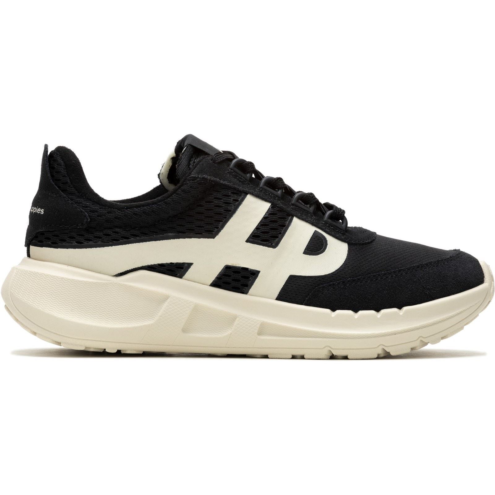 Hush Puppies Seventy8 Retro Runner Suede Damenschwarze Turnschuhe