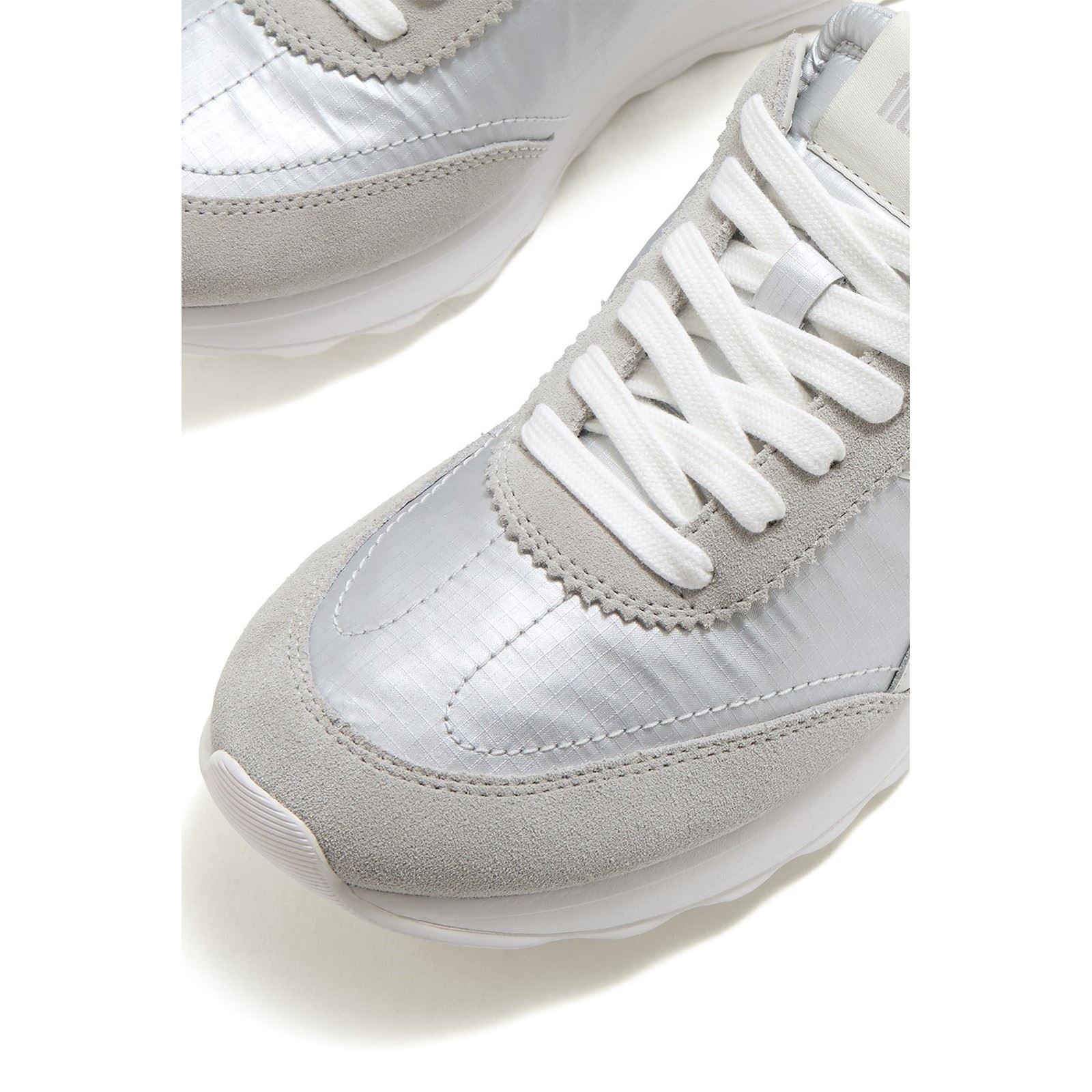 Fitflop Retro-Q FF Nylon Damen Silber/Städtisches Weiß Sneakers
