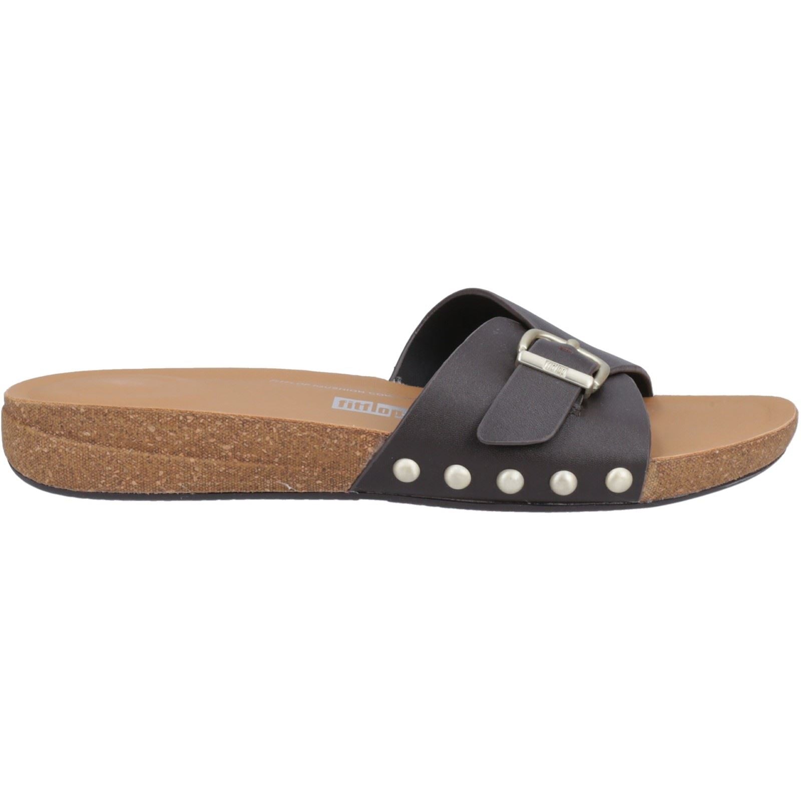 Fitflop iQushion Adjustable Buckle Leder Damen Schokoladenbraune Sandalen