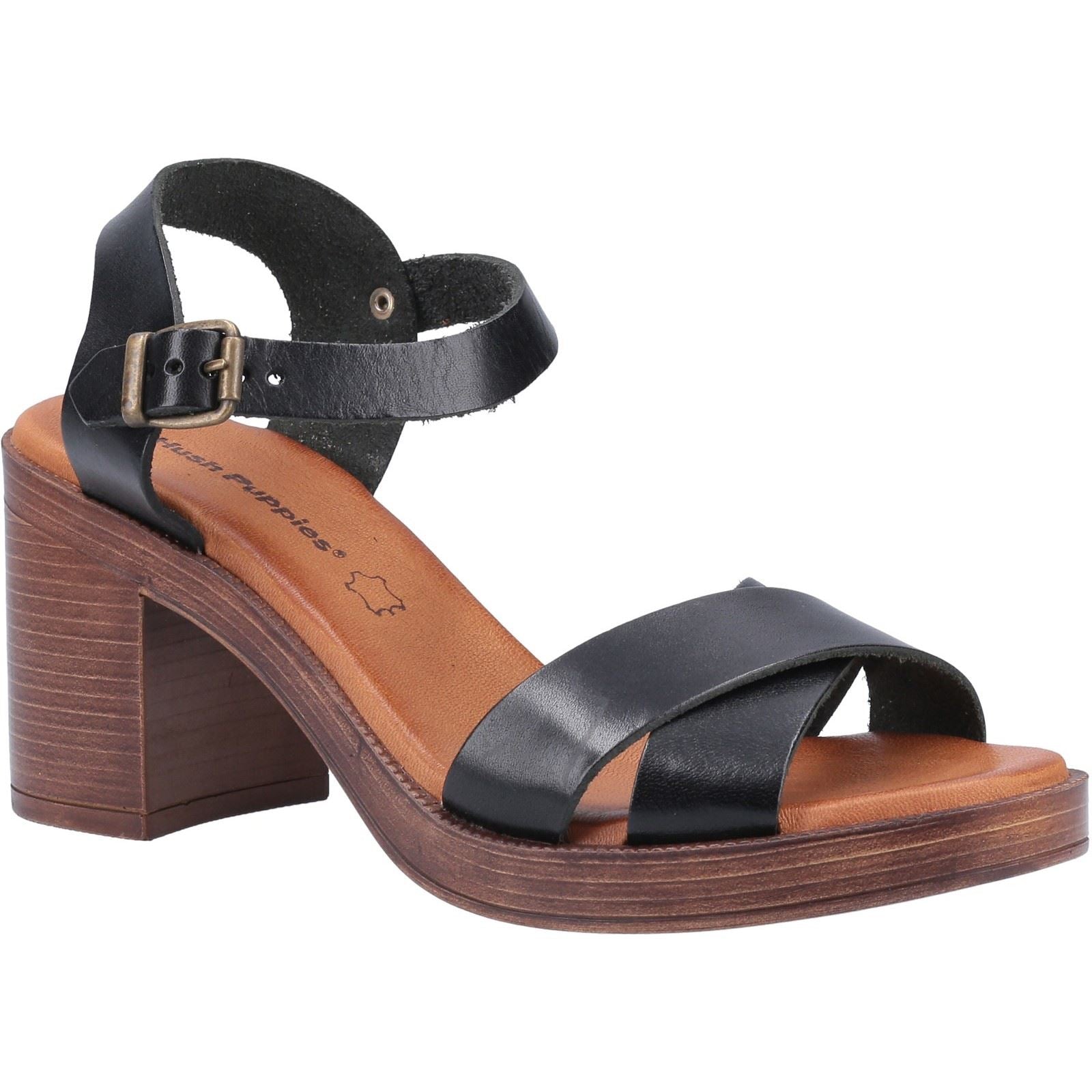 Hush Puppies Georgia Damen Sandalen Aus Schwarzem Leder