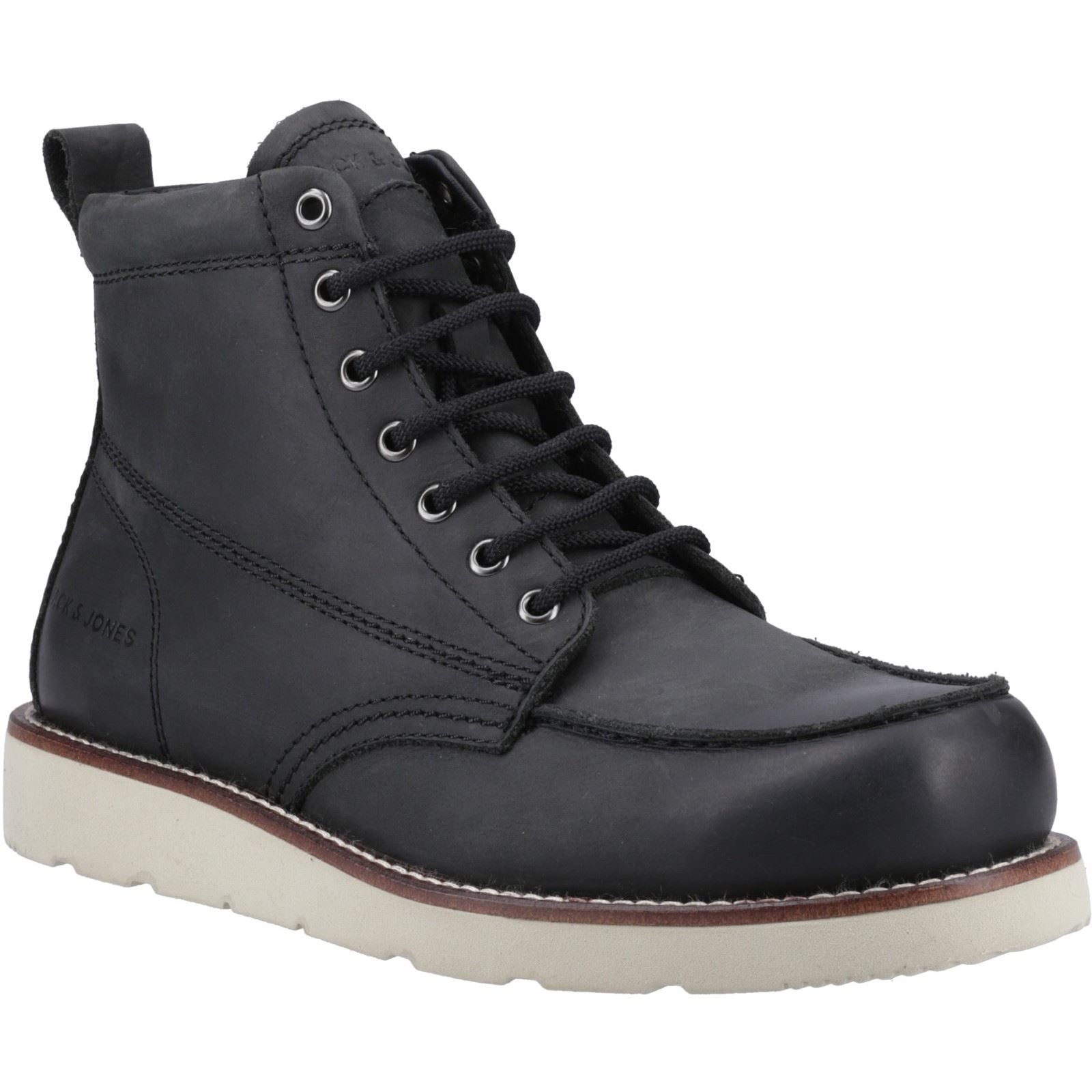 Jack & Jones Toronto Herren Schwarze Farbe Leder Knöchelstiefel