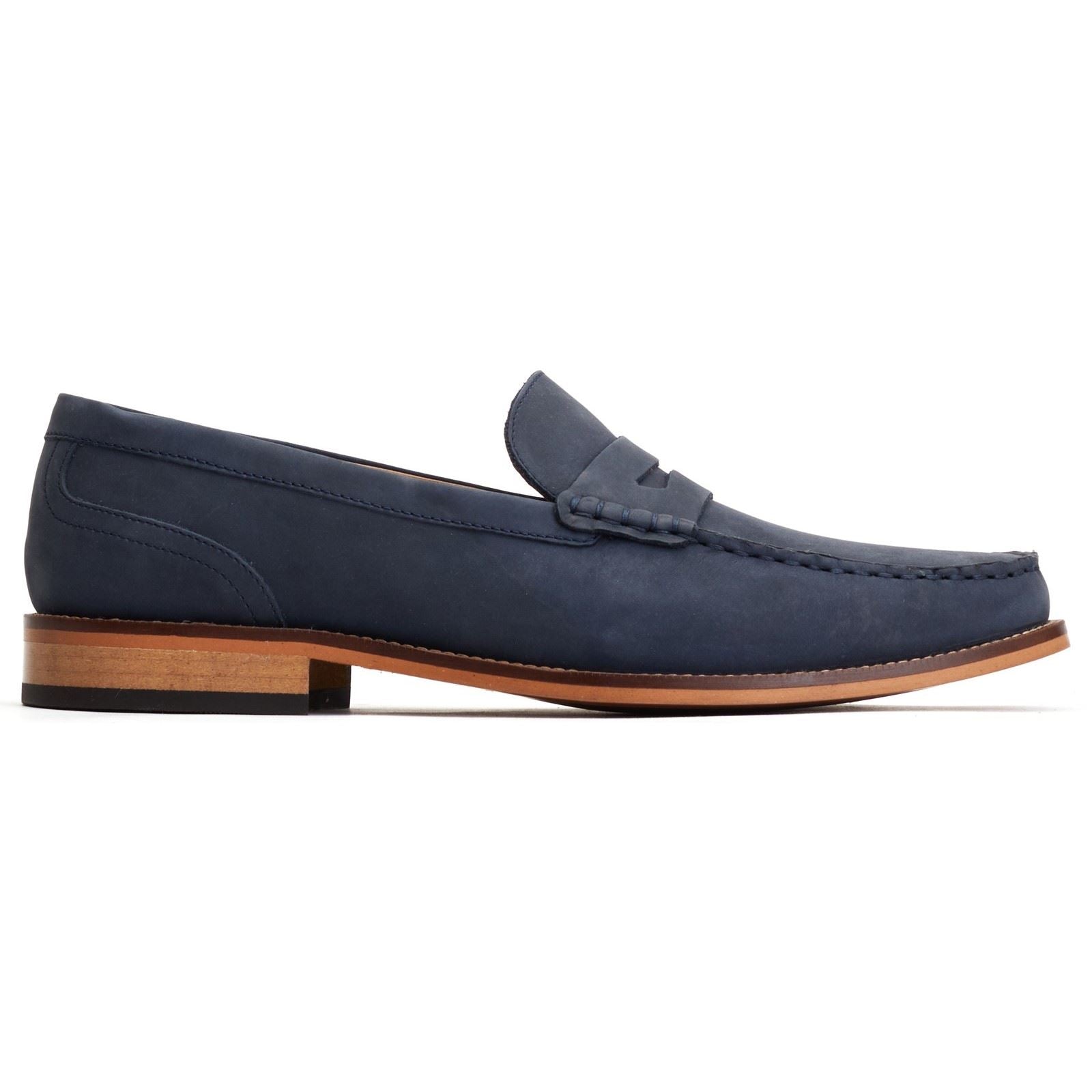 Base London Garfield Herren Mokassins Aus Leder In Marineblau