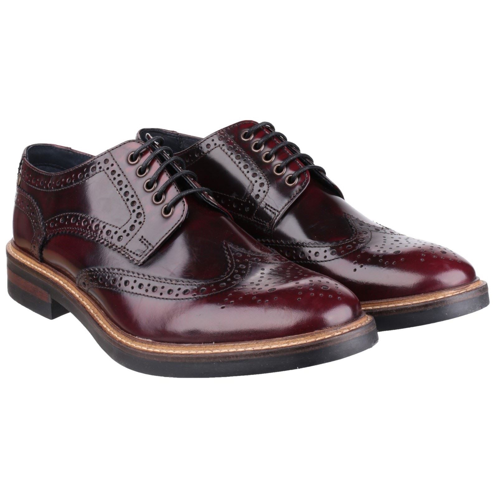 Base London Woburn Leder Herren Bordo Brogues Schuhe