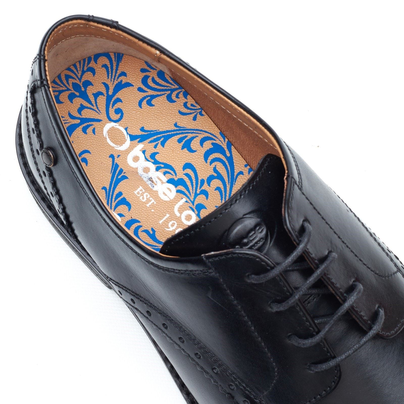 Base London Eton Lace Up Leder Herren Schwarz Schnürschuhe