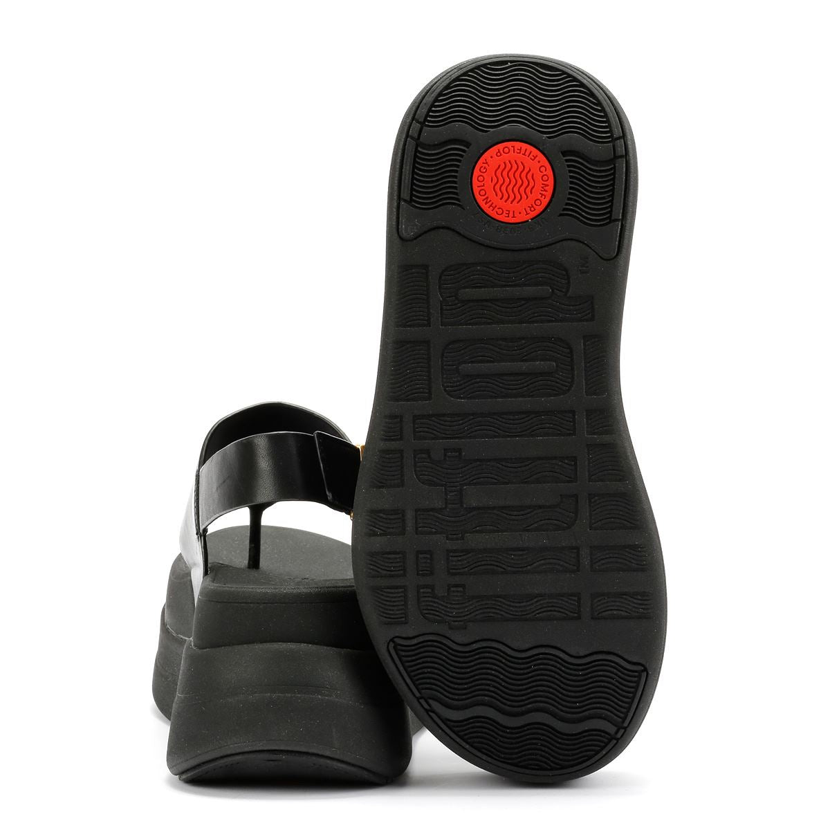 FitFlop F-Mode Damen-Sandalen Aus Schwarzem Leder