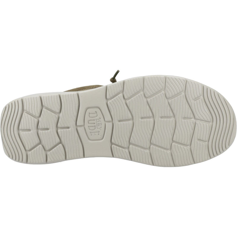 HEYDUDE Wally X Suede Herren Wildleder Mokassinschuhe in Dunkelolive/Steingrau