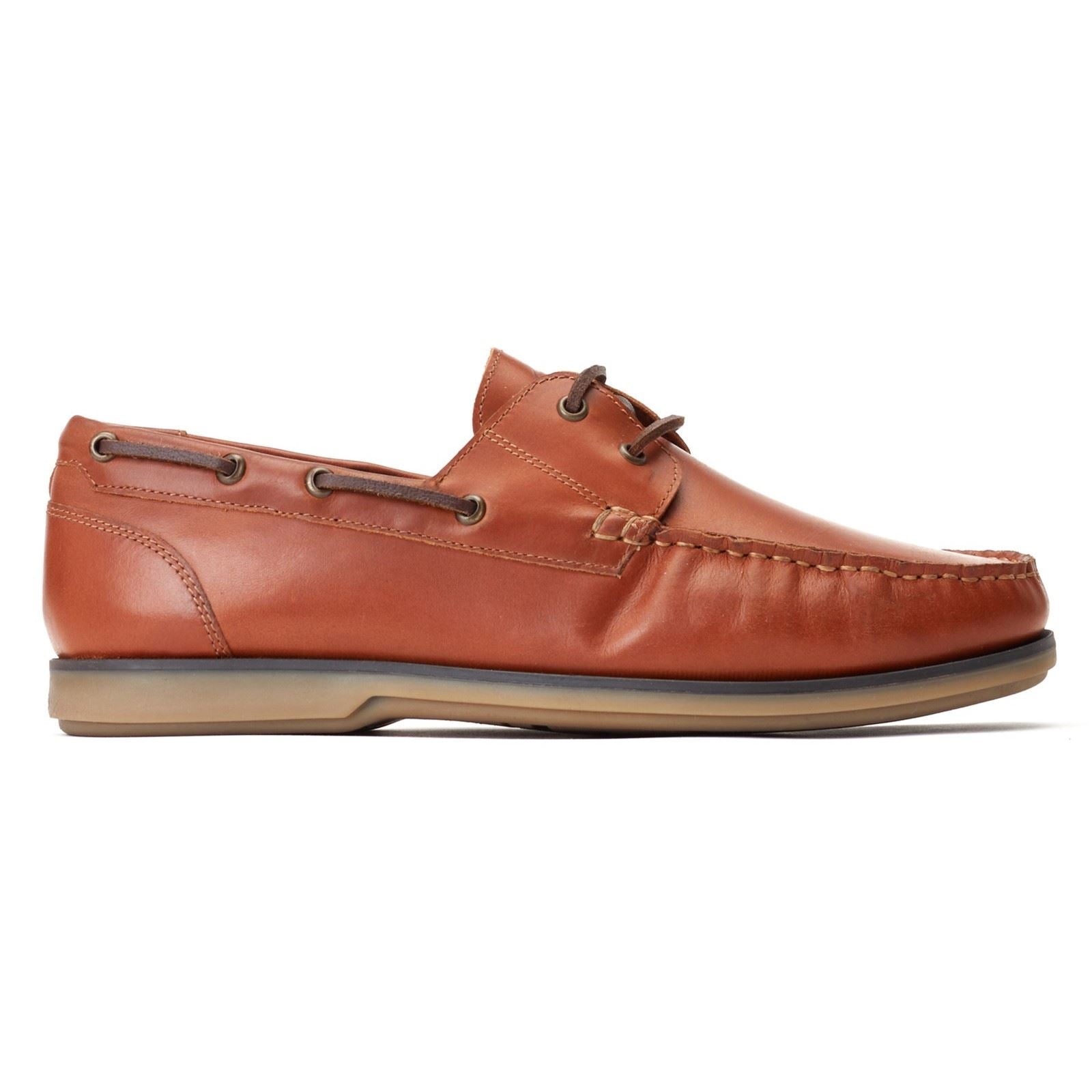 Base London Stern Herren Bootsschuhe Aus Gebranntem Tan-Leder