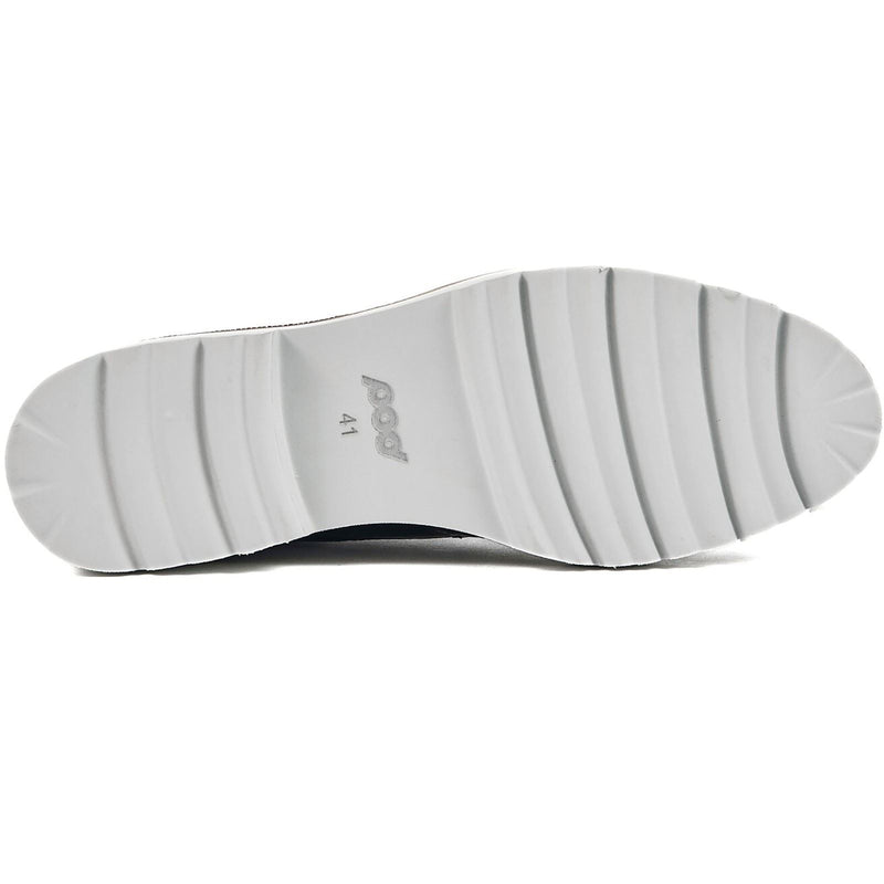 Pod Kortney Leder-Damenschuhe In Marineblau Mit Lackleder Und Brogue-Muster