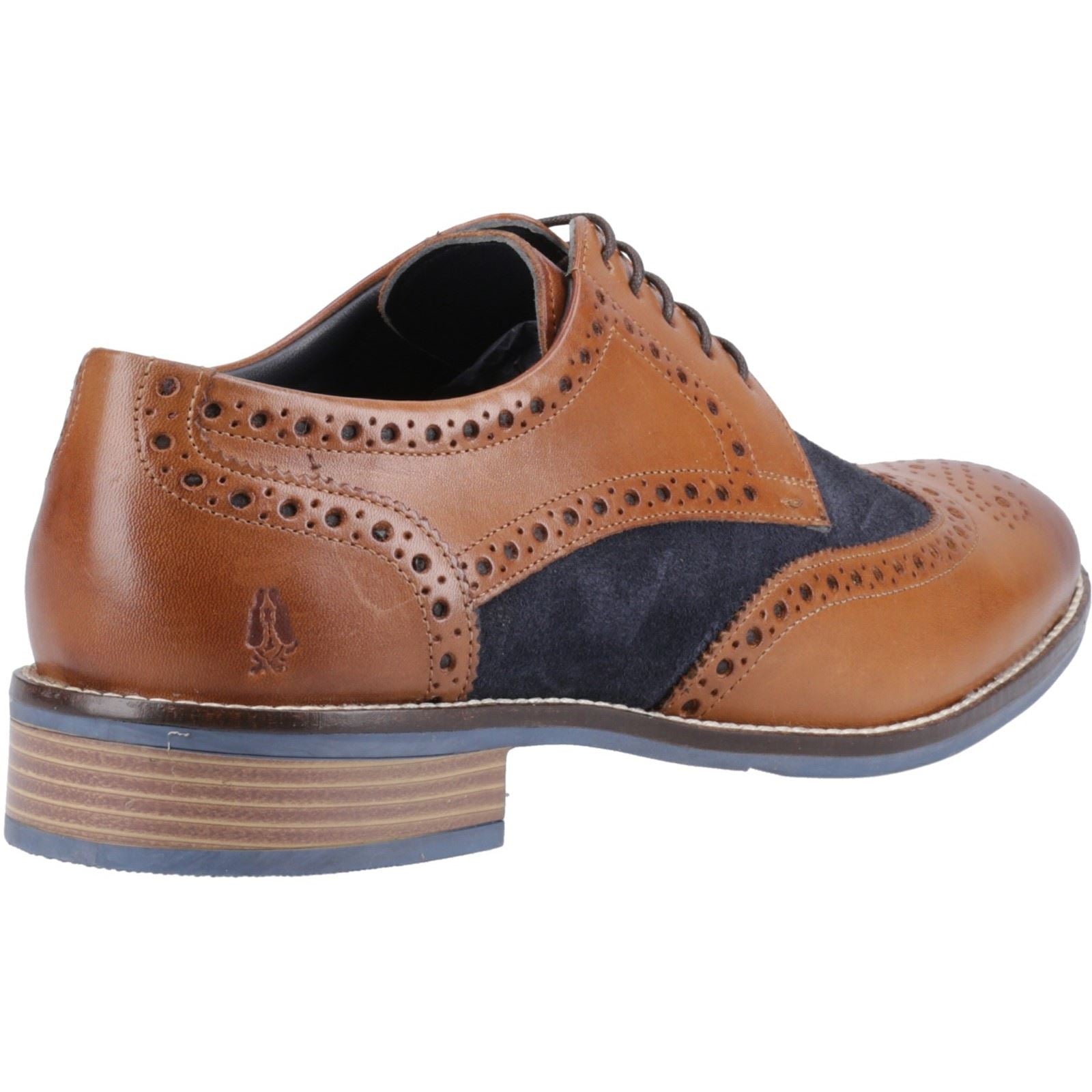 Hush Puppies Dustin Leder/Wildleder Herren Brogues Schuhe in Beige/Blau