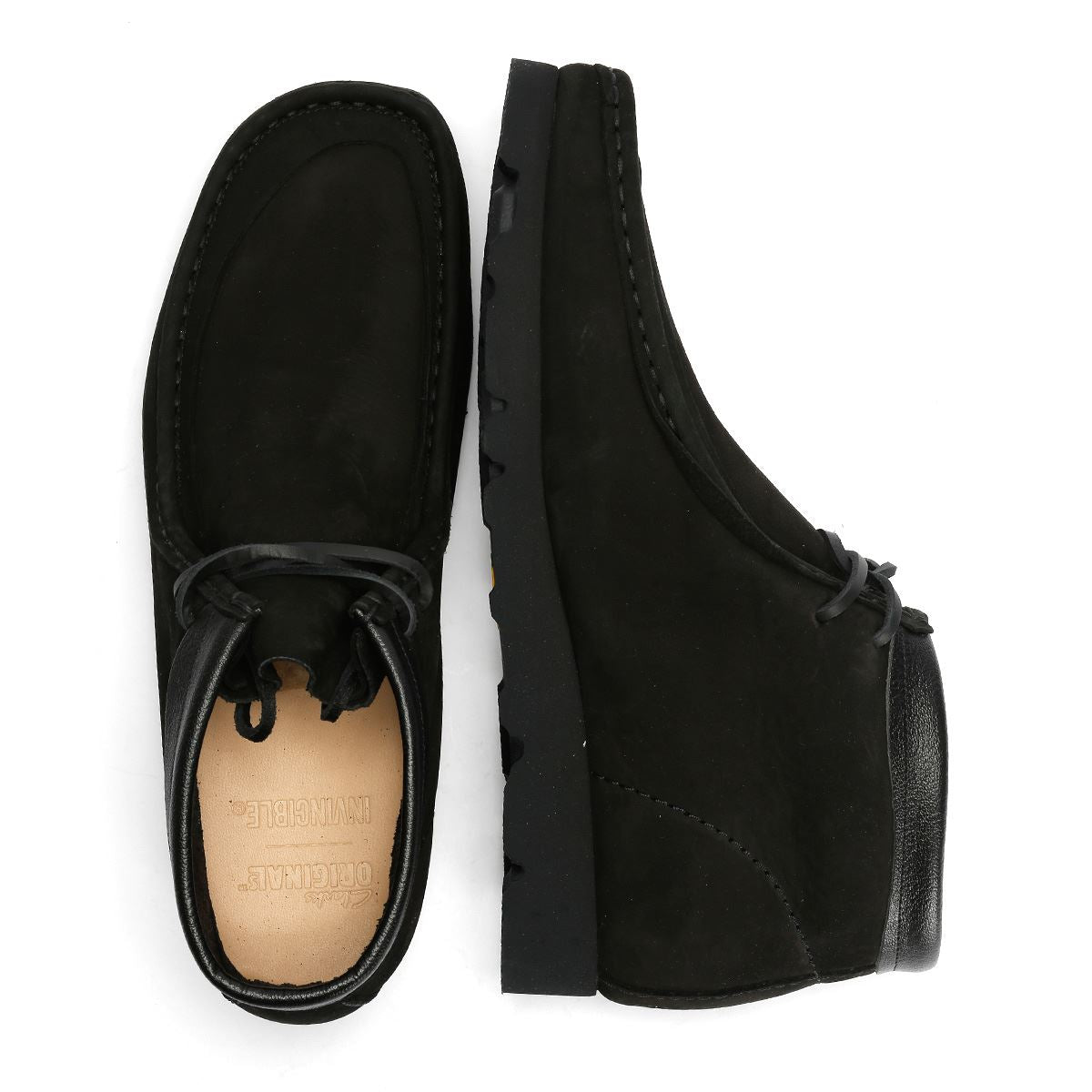 Clarks Originals Wallabee Combi Leder Herren Schwarze Stiefel