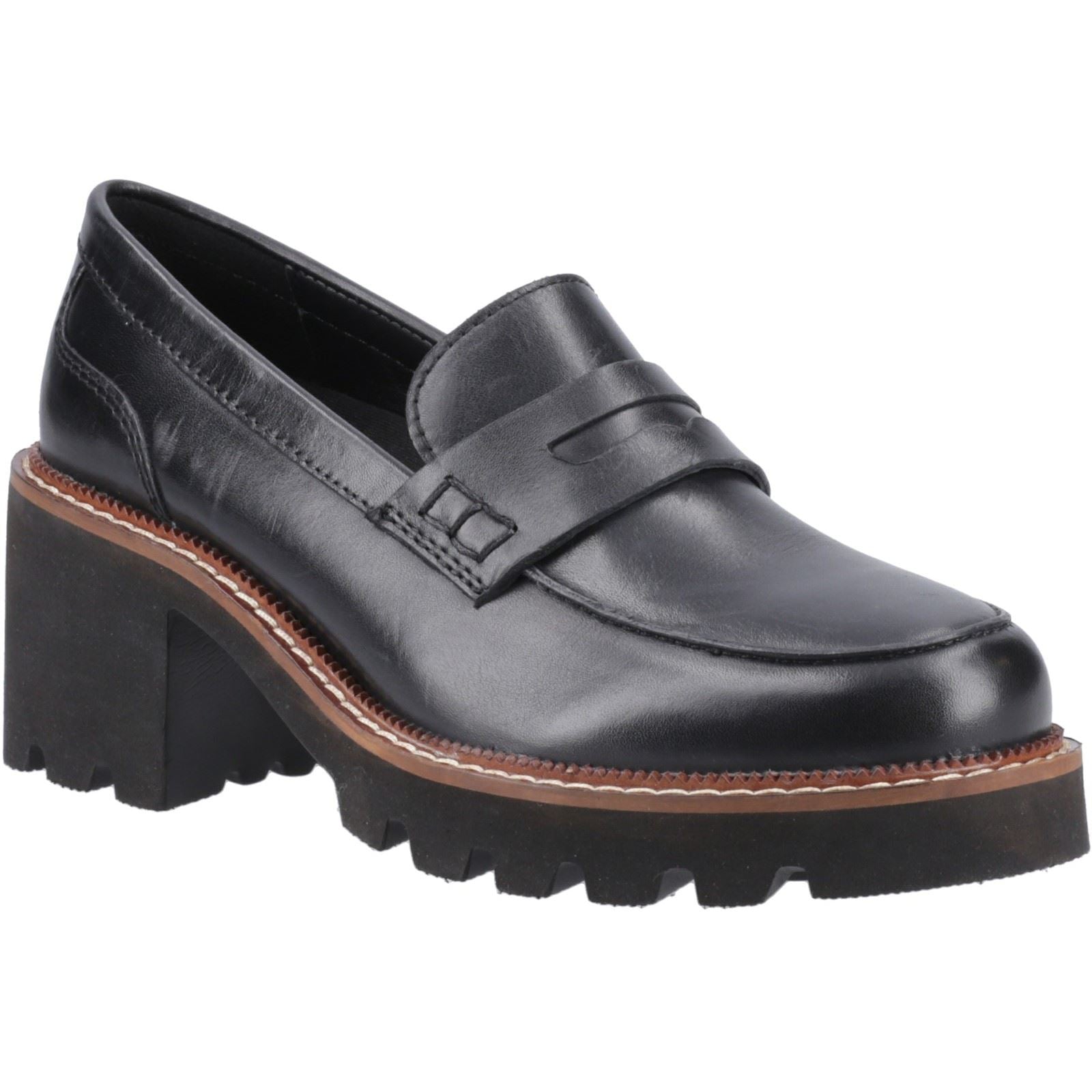 Hush Puppies Giavanna Damen Schwarze Farbe Lederloafer